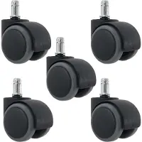 Mendler 5er-Set Hartbodenrollen HWC-H86, Bürostuhl-Rollen Stuhlrollen, 150kg belastbar Ø 11mm grau