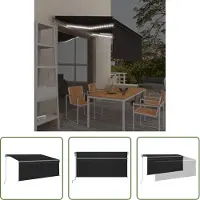 The Living Store Markise Automatisch mit Rollo LED Windsensor 3x2,5m Anthrazit