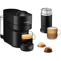 De'Longhi NESPRESSO VERTUO Pop | Kaffeekapselmaschine von & Aeroccino Milchaufschäumer | Liquorice Black