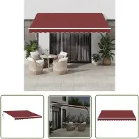 The Living Store Markise Automatisch mit LED Weinrot 400x350 cm