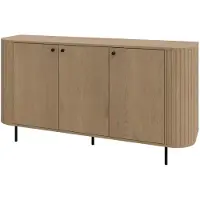 Masseno Kommode BOLLA 164,6 cm Sideboard mit Schubladen und 3 Türen für Wohnzimmer Schlafzimmer Modern 164,6x42,3x85,4 cm Eichefarben