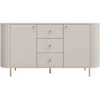 Masseno Kommode BOLLA 164,4 cm Sideboard mit 3 Schubladen und 2 Türen für Wohnzimmer Schlafzimmer Modern 164,4x42,3x85,4 cm Beige