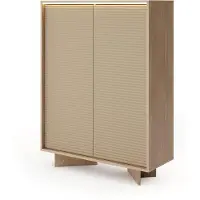 Masseno Kommode RIGATO 103,9 cm Sideboard mit Schubladen und 2 Türen für Wohnzimmer Schlafzimmer Modern 103,9x40x138,4 cm Beige