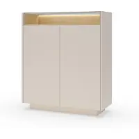 Masseno Kommode PORTA 103,2 cm Sideboard mit Schubladen und 2 Türen für Wohnzimmer Schlafzimmer Modern 103,2x39,5x119,2 cm Beige / Eichefarben