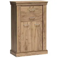 Masseno Kommode DESIO 82 cm Sideboard mit 2 Schubladen und 2 Türen für Wohnzimmer Schlafzimmer Modern 82x42x127 cm Eichefarben
