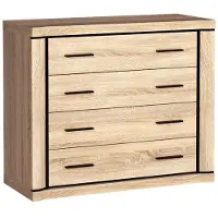 Masseno Kommode MALAGA 107 cm Sideboard mit 4 Schubladen und Türen für Wohnzimmer Schlafzimmer Modern 107x45x91 cm Sonoma Eiche