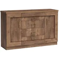 Masseno Kommode UDINE 140 cm Sideboard mit 4 Schubladen und 2 Türen für Wohnzimmer Schlafzimmer Modern 140x44x90 cm Braun