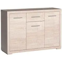 Masseno Kommode SALERNO 127,5 cm Sideboard mit 2 Schubladen und 2 Türen für Wohnzimmer Schlafzimmer Modern 127,5x40,5x91 cm Eichefarben