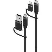 Alogic ELSI4IN1U2BK1.5, 1,5 m, USB A/USB C, USB C/Lightning, Schwarz