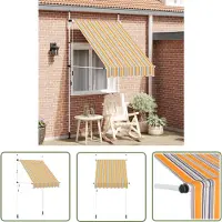 The Living Store Einziehbare Markise Handbetrieben 150 cm Gelb/Blau Gestreift