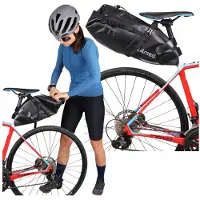 Fit4Med | Satteltasche - Schwarz - 6-13l - Wasserdicht - Fahrradzubehör - Fahrradtasche