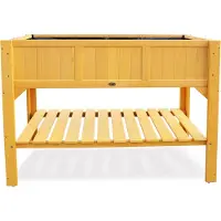 Markenlos Hochbeet mit Leiter 119 x 57 x 90 cm Gelb