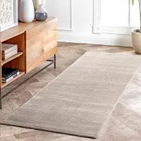 Sehrazat Teppich "LIMA, auch als Läufer und in RUnd", beige, B:80cm H:10mm L:300cm, Polyester, Polypropylen, Teppiche, Teppich, Kurzflor, Linienstruktur, leichter Glanz, Wohnzimmer