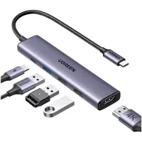 UGREEN 15495, Kabelgebunden, USB 3.2 Gen 1 (3.1 Gen 1) Type-C, 100 W, Grau, 5 Gbit/s, 4K Ultra HD