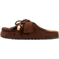 Super Mode Pantoletten mit Schnürsenkeln, runder Schuhspitze und flachem Absatz, aus Synthetik und Faser