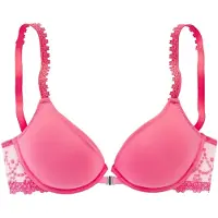 LASCANA Push-up-BH "Fabia", Damen, Gr. 75, Cup C, blau (pink), Spitze, Obermaterial: 88% Polyamid, 12% Elasthan, BHs Push-up-BH, mit Stickerei am Rücken & an den Trägern, Dessous, T-Shirt-BH