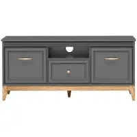 Masseno TV-Schrank SUOLO 135,5 cm Fernsehschrank mit 1 Schubladen und 2 Türen TV-Lowboard für Wohnzimmer Modern 135,5x40,5x61,5 cm Grau