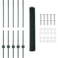 vidaXL Sechseckzaun mit Pfosten 10 x 1 m PVC-beschichteter Stahl Grün