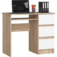 Akord Schreibtisch A6 Sonoma-Eiche Front Weiß und 1 Ablagen B90 x H77 x T50 cm
