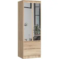 Akord Kleiderschrank Star 2 Türen 2 Schubladen Mit Spiegel Sonoma Eiche 60X51X180 Cm