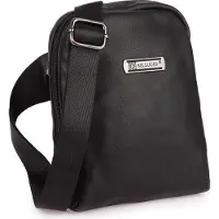 Bellugio Kleine Herren Umhängetasche Schultertasche aus Weichem Kunstleder schwarz