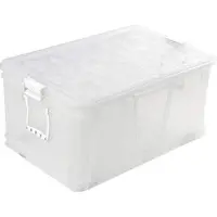 Markenlos Aufbewahrungsbox mit Deckel große Handgriffe - weiß - praktische Lösung - großzügige Kapazität