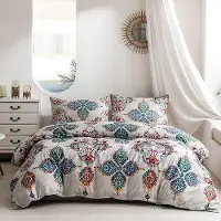 Markenlos Bettwäsche Bohemian Mandala Türkis 220x240cm - 3-teiliges Mikrofaser Bettwäsche Set