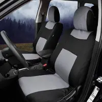 Unyqoos Autositzbezüge Universal-Set, 2 Vordersitz + 2 Rücksitz + 5 Kopfstützen, Polyester, Grau, waschbar 30°C, atmungsaktiv, rutschfest, Maße: 118×56/135×76/135×55/28×26 cm