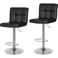 OEM 2 x Barhocker Barstuhl Hocker mit Kissen in Höhe verstellbar Kunstleder PolyurethanSchwarz