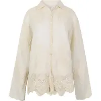 Apricot Spitzenbluse "Oversize-Hemd aus Mesh", Damen, Gr. M (38), grau (stein), gewebt, Obermaterial: 100% Baumwolle CO., uni, Blusen Spitzenbluse, mit Stickerei
