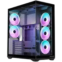 Modecom Volcano Space XL, schwarz, PC Gehäuse, 5 ARGB Lüfter, Panorama Sichtfenster, passend für 400 mm GPU und E-ATX Mainboards
