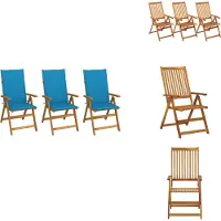 vidaXL Klappbare Gartenstühle 3 Stk. mit Auflagen Massivholz Akazie - Gartenstühle
