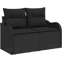 vidaXL Gartensofa mit Kissen Schwarz 121 x 62 x 69cm Poly-Rattan