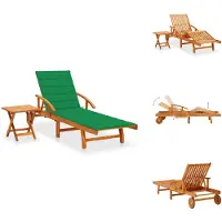 vidaXL Sonnenliege mit Tisch und Auflage Akazie Massivholz - Sonnenliegen