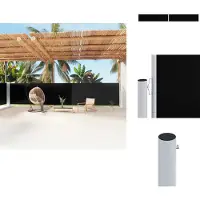vidaXL Seitenmarkise Ausziehbar Schwarz 160x1200 cm - Sonnenschirme & Sonnenschutze