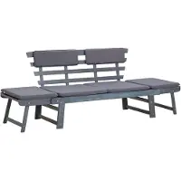 vidaXL Gartenbank mit Auflagen 2-in-1 190 cm Grau Massivholz Akazie - Gartenbänke