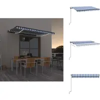 vidaXL Automatische Markise mit LED Windsensor 450x300cm Blau und Weiß - Markisen