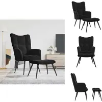 vidaXL Relaxsessel mit Hocker Schwarz Samt - Sessel