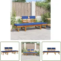 The Living Store Gartenbank mit Auflagen 2-in-1 190 cm Massivholz Akazie