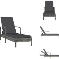 vidaXL Sonnenliege mit Armlehnen Poly Rattan Grau - Sonnenliegen