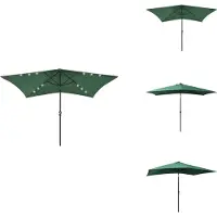 vidaXL Sonnenschirm mit LEDs und Stahl-Mast Grün 2x3 m - Sonnenschirme & Sonnenschutze