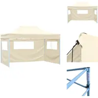vidaXL Profi-Partyzelt Faltbar mit 3 Seitenwänden 3×4m Stahl Creme - Pavillons & Partyzelte