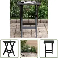 The Living Store Beistelltisch Klappbar Schwarz Massivholz Pappel