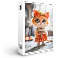 Raxxa Premium-Puzzle "Kitten in Red Dress in Room", 1000 Teile