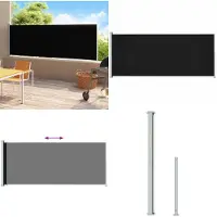 vidaXL Seitenmarkise Ausziehbar 220x500 cm Schwarz - Seitenmarkise - Seitenmarkisen - Terrasse Sonnenschutz - Terrasse Sonnenschutze