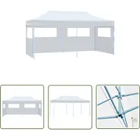 The Living Store Pop-Up Partyzelt mit Seitenwänden Faltbar 3 x 6 m Stahl Weiß