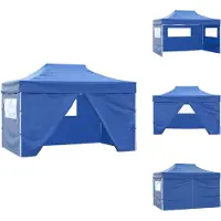 vidaXL Faltzelt Pop-Up mit 4 Seitenteilen 3x4,5 m Blau - Pavillons & Partyzelte