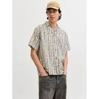Jack & Jones Kurzarmhemd "JPRBLULYON PRINT DOBBY S/S SHIRT SN", Herren, Gr. L, N-Gr, moonstruck aop, Web, Obermaterial: 100% Baumwolle, bedruckt, normal, Hemden Kurzarmhemd