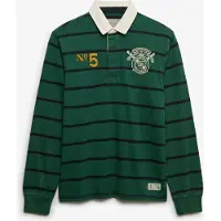 Superdry für Herren. M1110483A Rugby-Poloshirt Double Emblem Stripe Rugby grün (XXL), Lässig, Baumwolle, Langarm