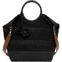 Tamaris Shopper "Shopper TAS Kassandra", Damen, Gr. B/H/T: 50cm x 39cm x 18cm 0, schwarz (schwarz 100), Papierstroh, Taschen Shopper
